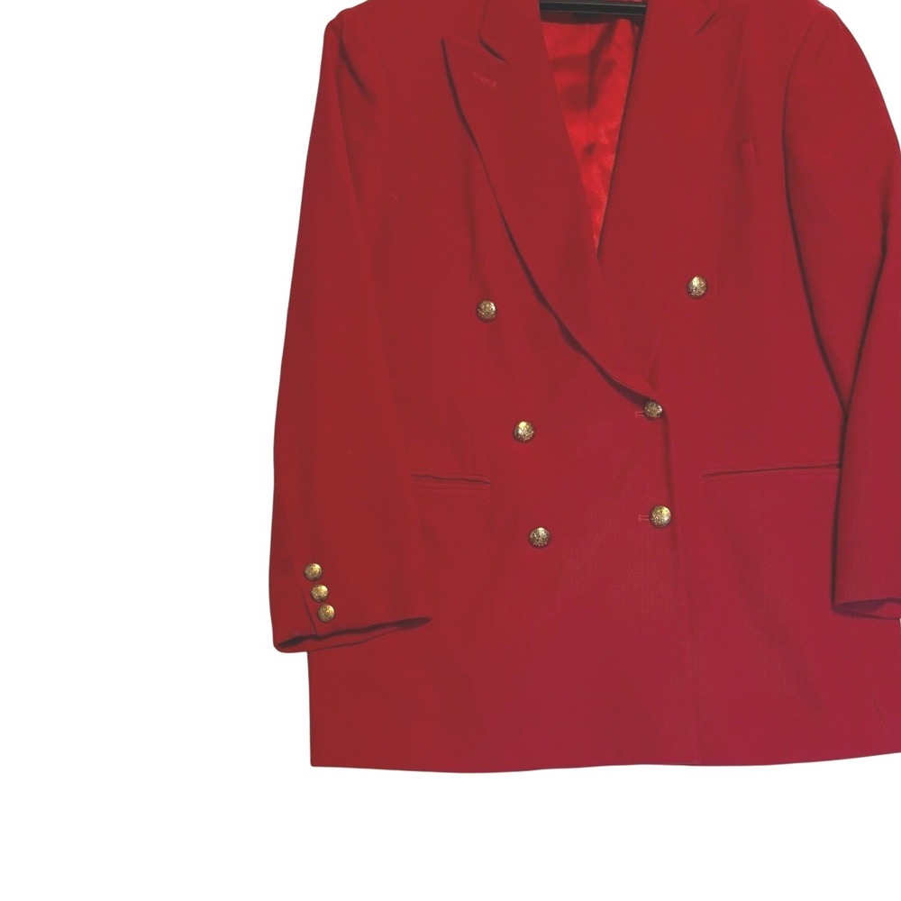 Lauren Ralph Lauren Red Double-Breasted Blazer with Gold Buttons